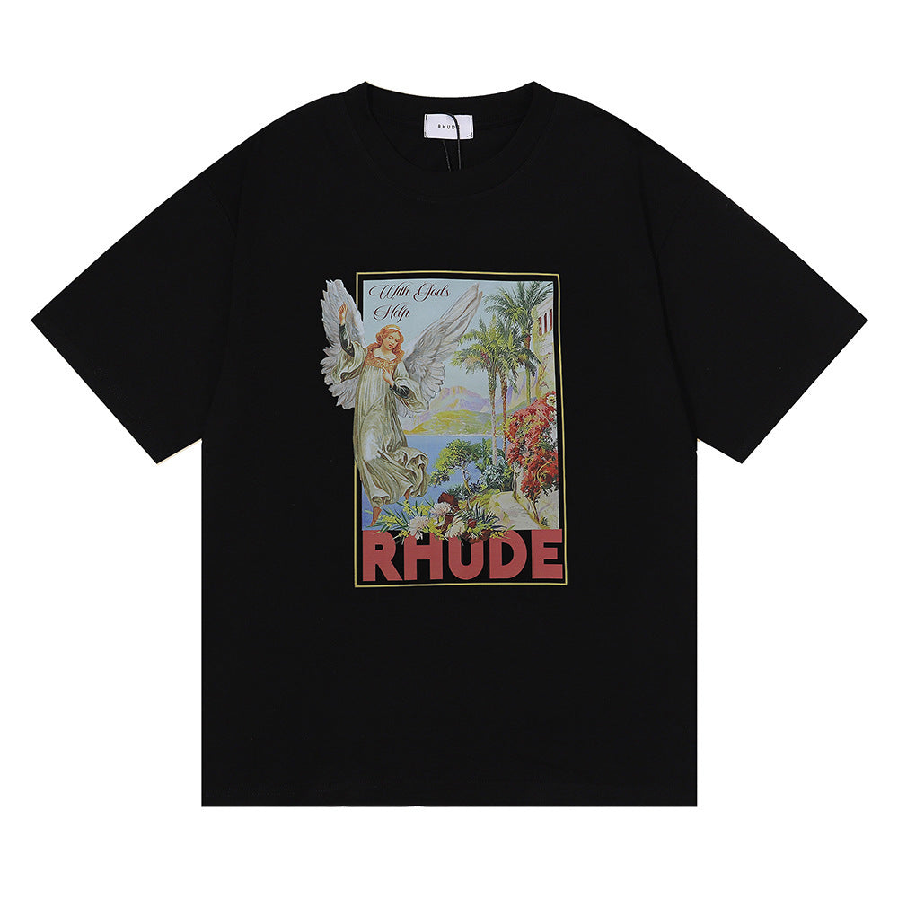 RHUDE Micro Logo Angel Letter Print T-Shirt