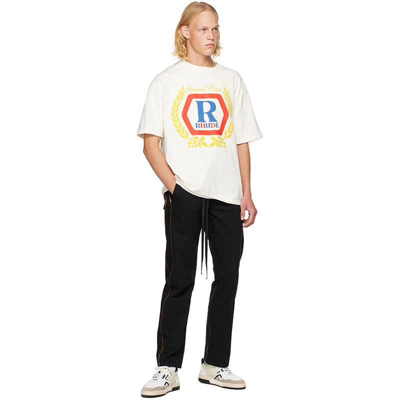 RHUDE micro-label wheat ear letter printing t-shirt