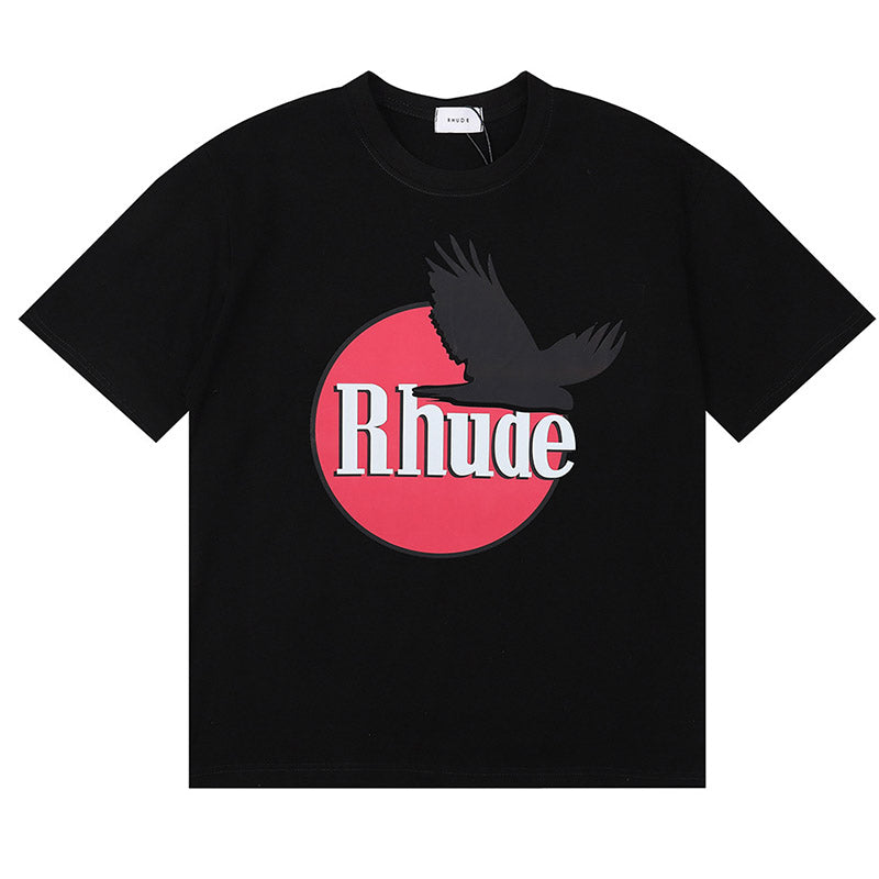 RHUDE Black dove lettering print T-Shirts