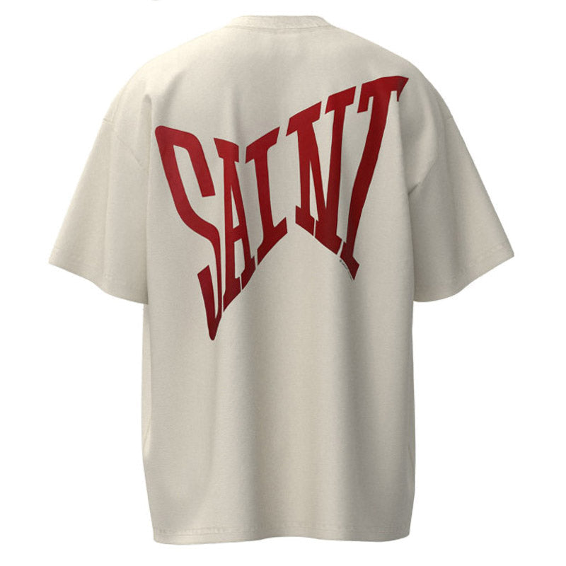 SAINT MICHAEL Retro letter logo embroidery printing T-Shirts
